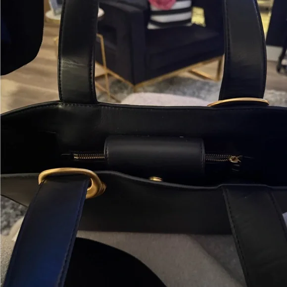 Donna Karan Black Hewlett Tote with Gold Accents - Picture 6 of 7